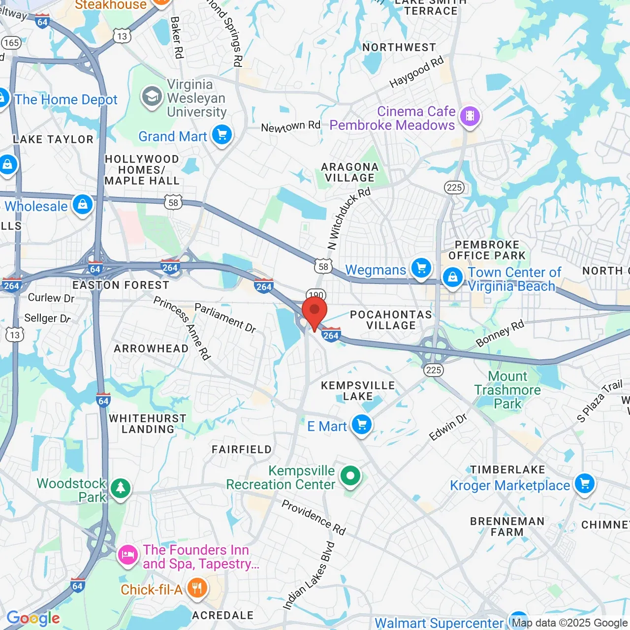 A map of 200 Grayson Road, Suite 100, Virginia Beach, Virginia.